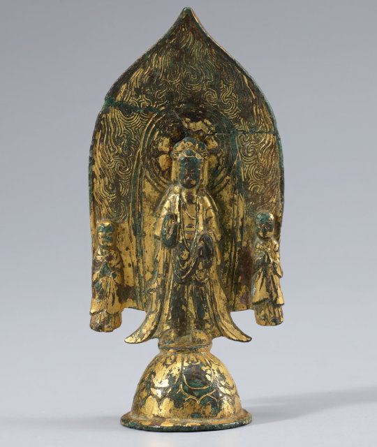 Golden gilt bronze Bodhisattva buddhist figure.