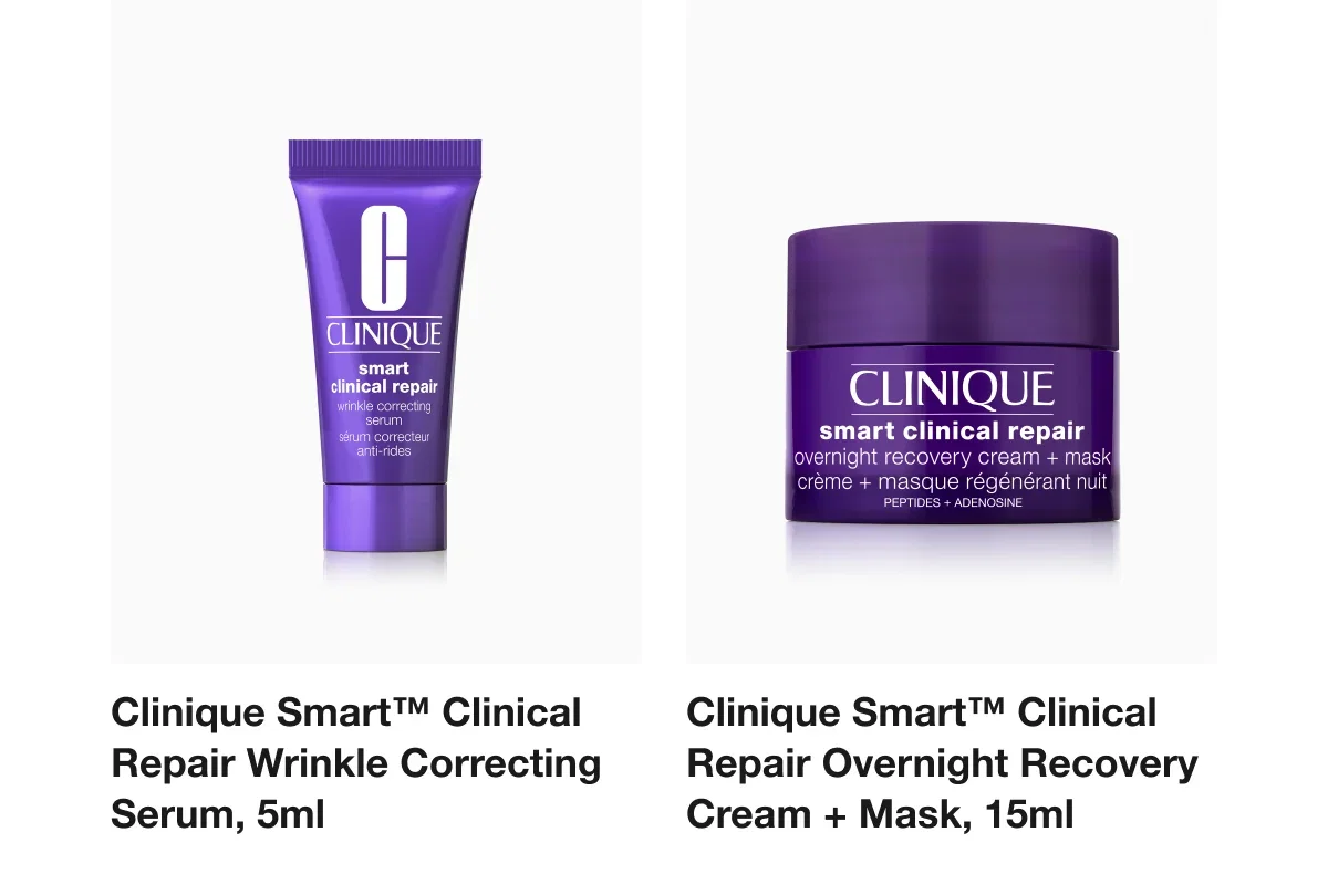 Clinique Smart™ Clinical Repair Wrinkle Correcting Serum, 5ml | Clinique Smart™ Clinical Repair Overnight Recovery Cream + Mask, 15ml