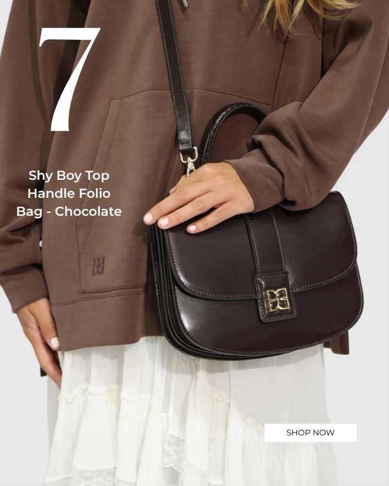 Shy Boy Top Handle Folio Bag - Chocolate