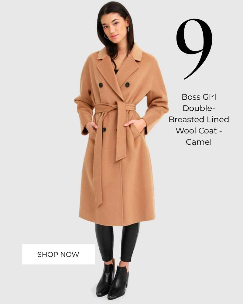 Boss Girl Double-Breasted Lined Wool Coat - Camel