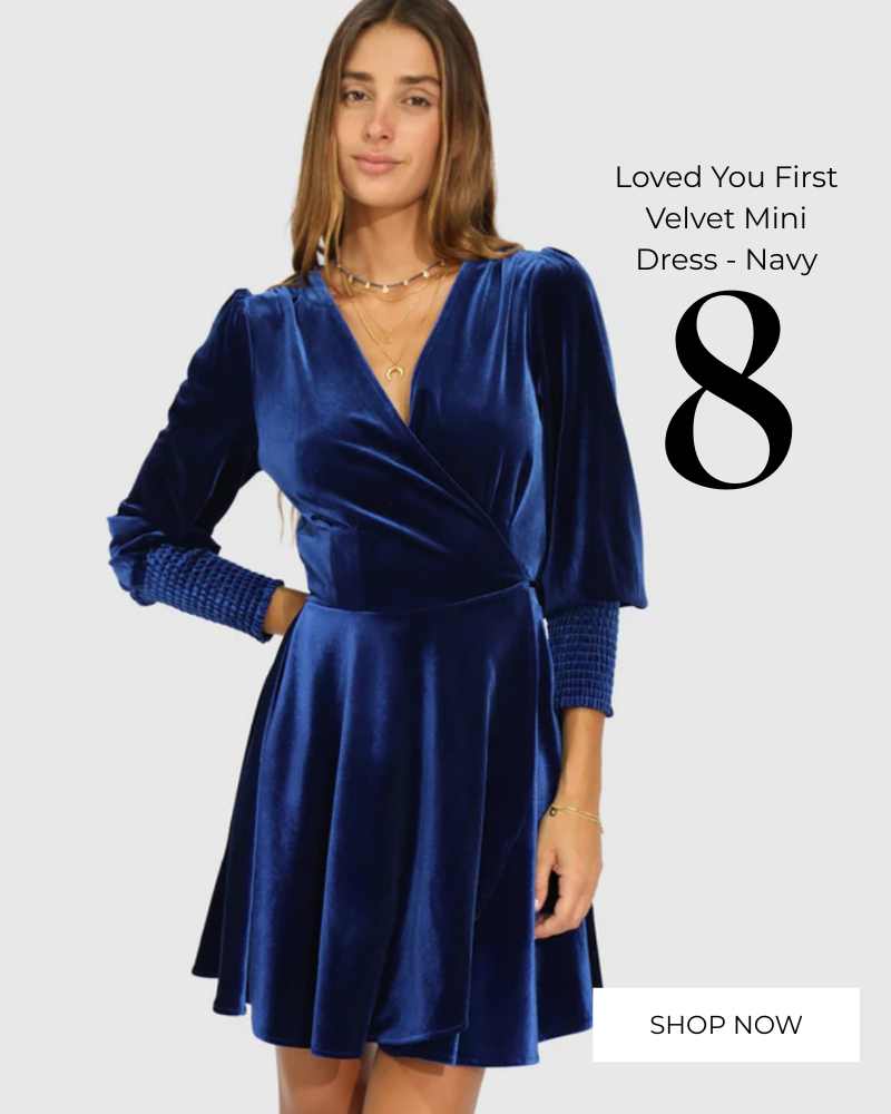 Loved You First Velvet Mini Dress - Navy