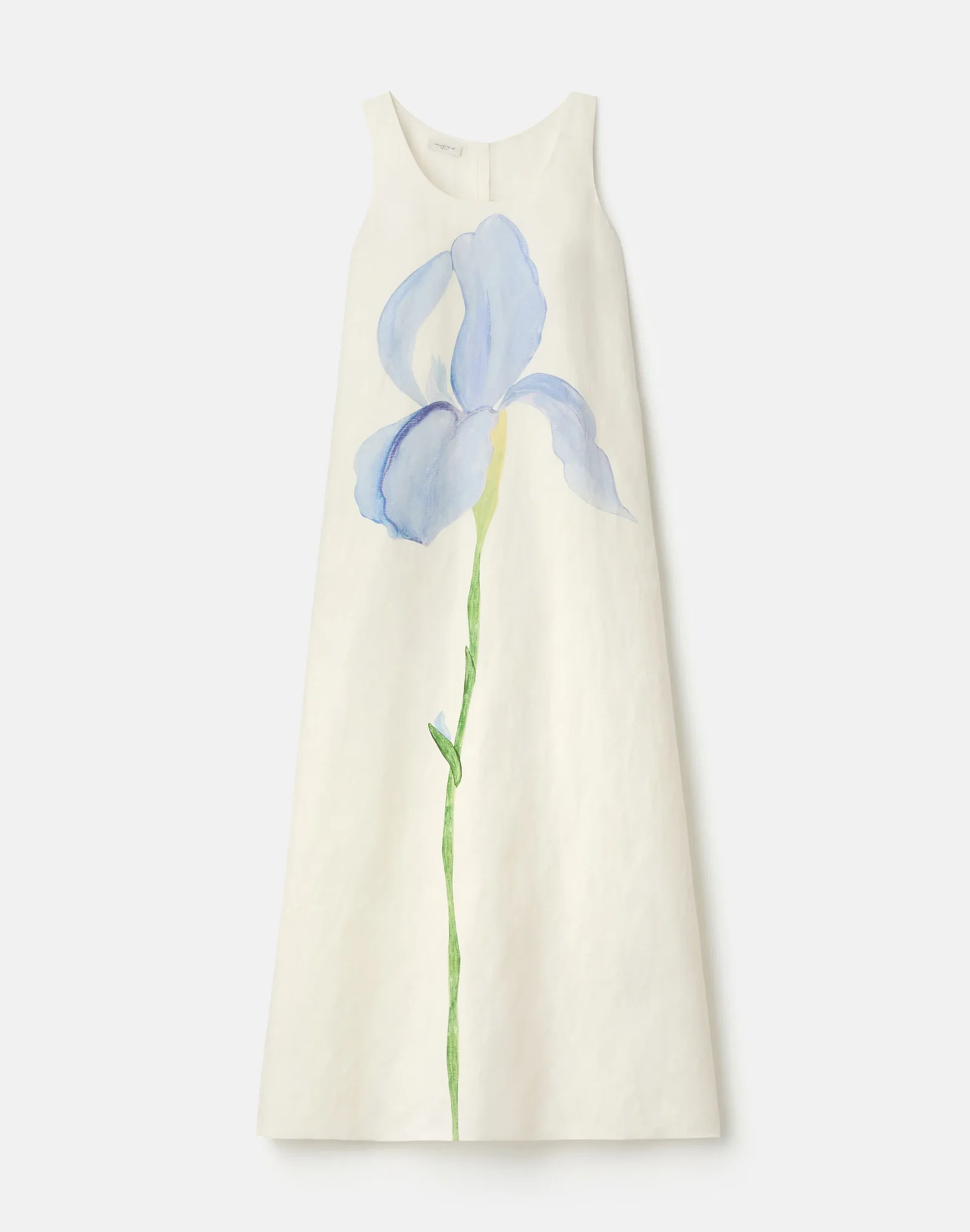 Image of Iris Print Silk-Linen Gown