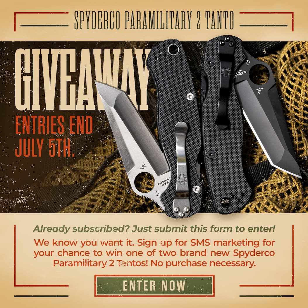 Spyderco Paramilitary 2 Tanto Giveaways!