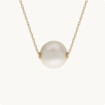 Imperial Pearl 14k Yellow Gold White Freshwater Pearl Necklace (9-10 mm)