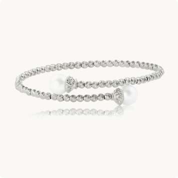 Imperial Pearl Freshwater Pearl & Diamond Cut Beaded Bangle