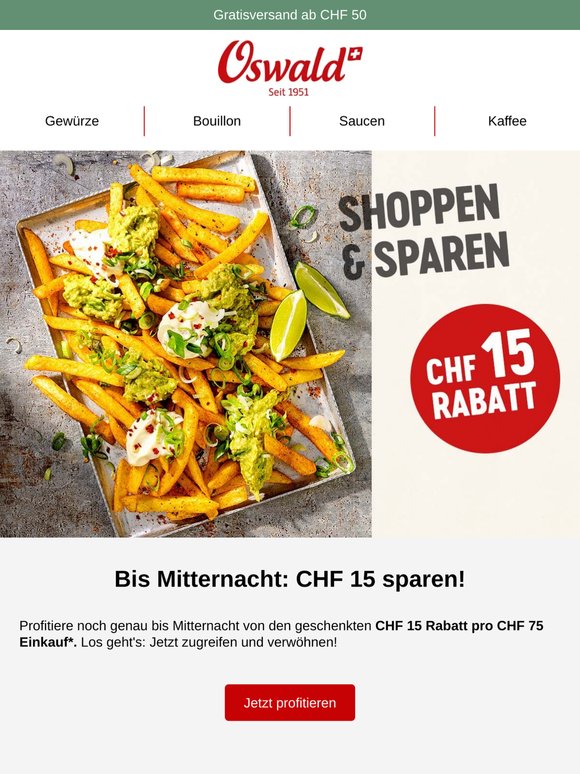 Nur noch heute: CHF 15 sichern!