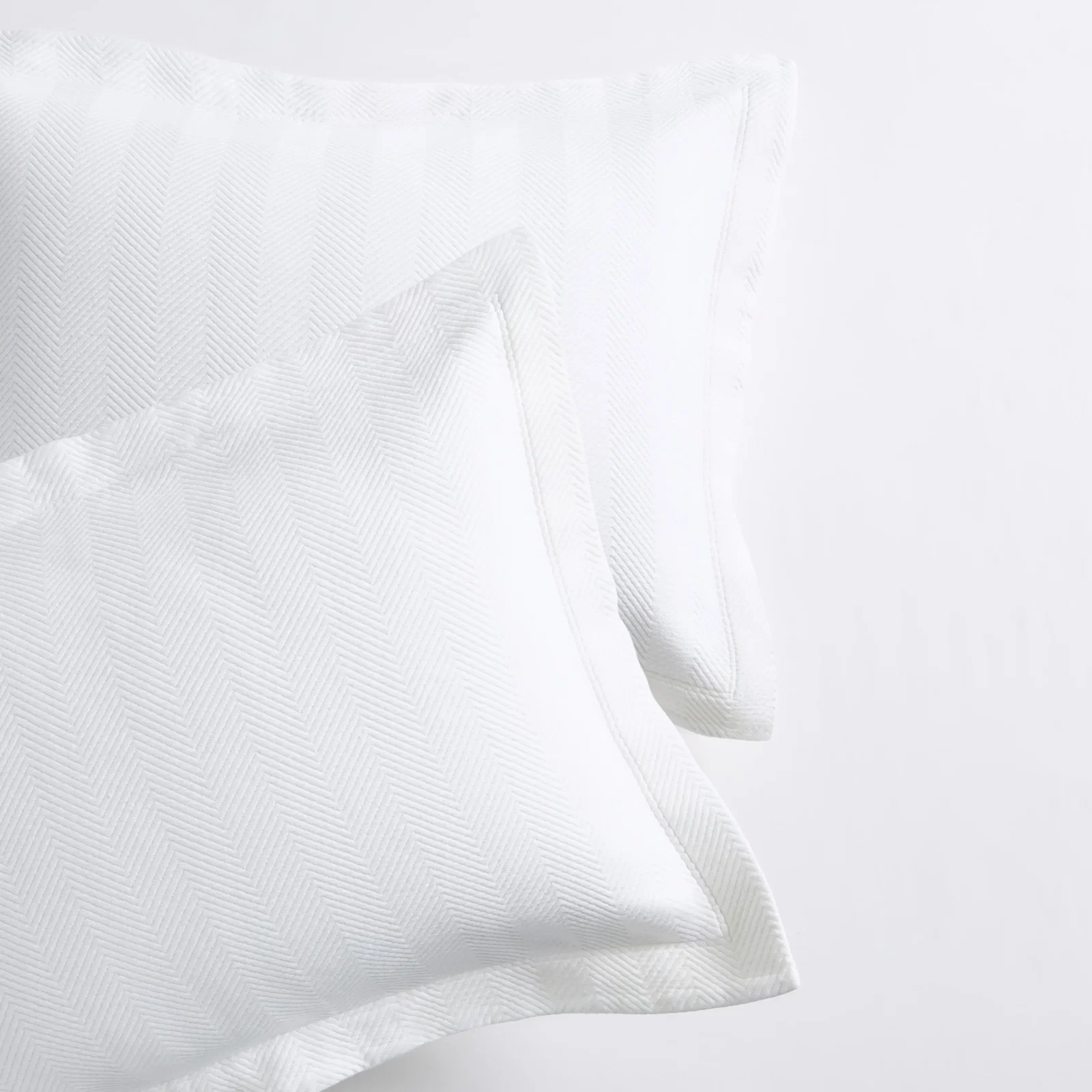 Image of Herringbone Matelassé Pillow Shams, set of 2, White