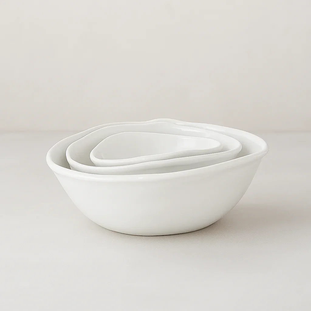 Image of Handmade Ceramic Oval Bowls 5319, Set of 3 by Montes Doggett