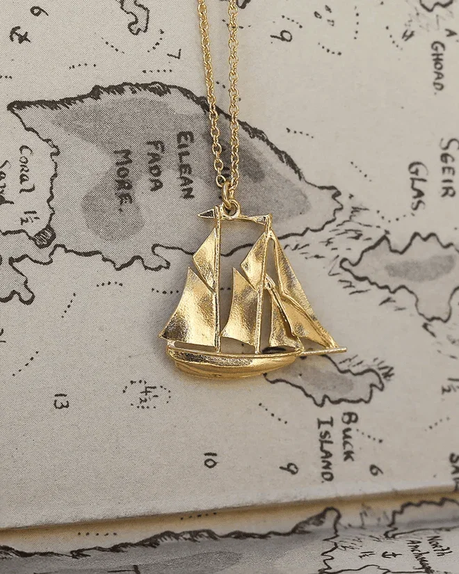 Gold Galleon Ship infront of map
