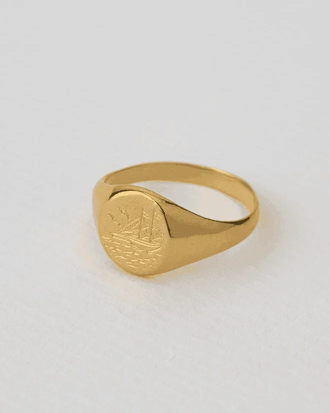 Ship at Sea Signet Ring