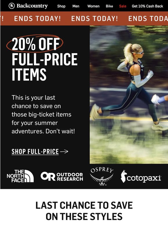 Ends today! 20% off full-price items 🚨