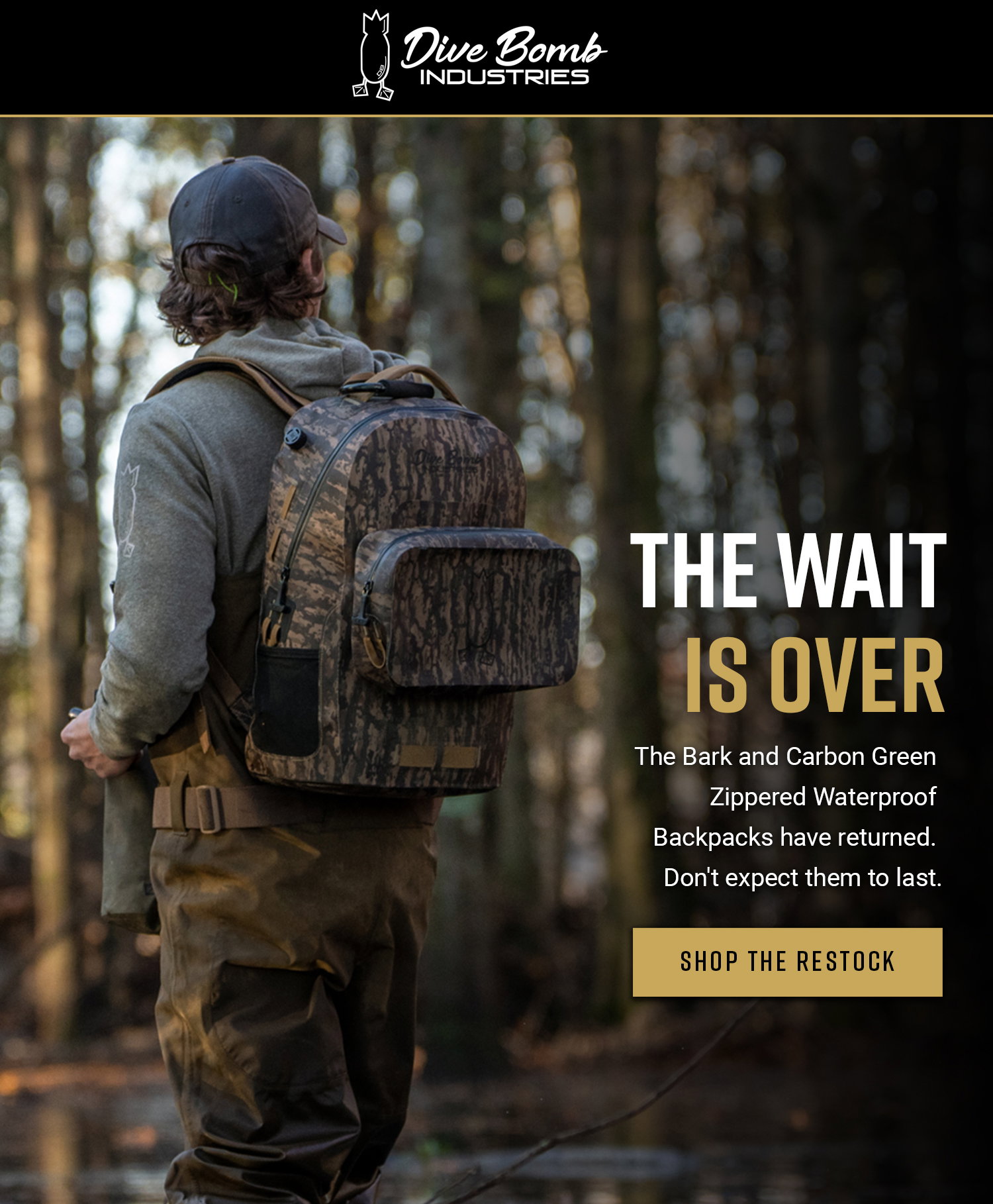 The wait is over. The Bark and Carbon Green Zippered Waterproof Backpacks have returned. Don't expect them to last. Shop the restock.