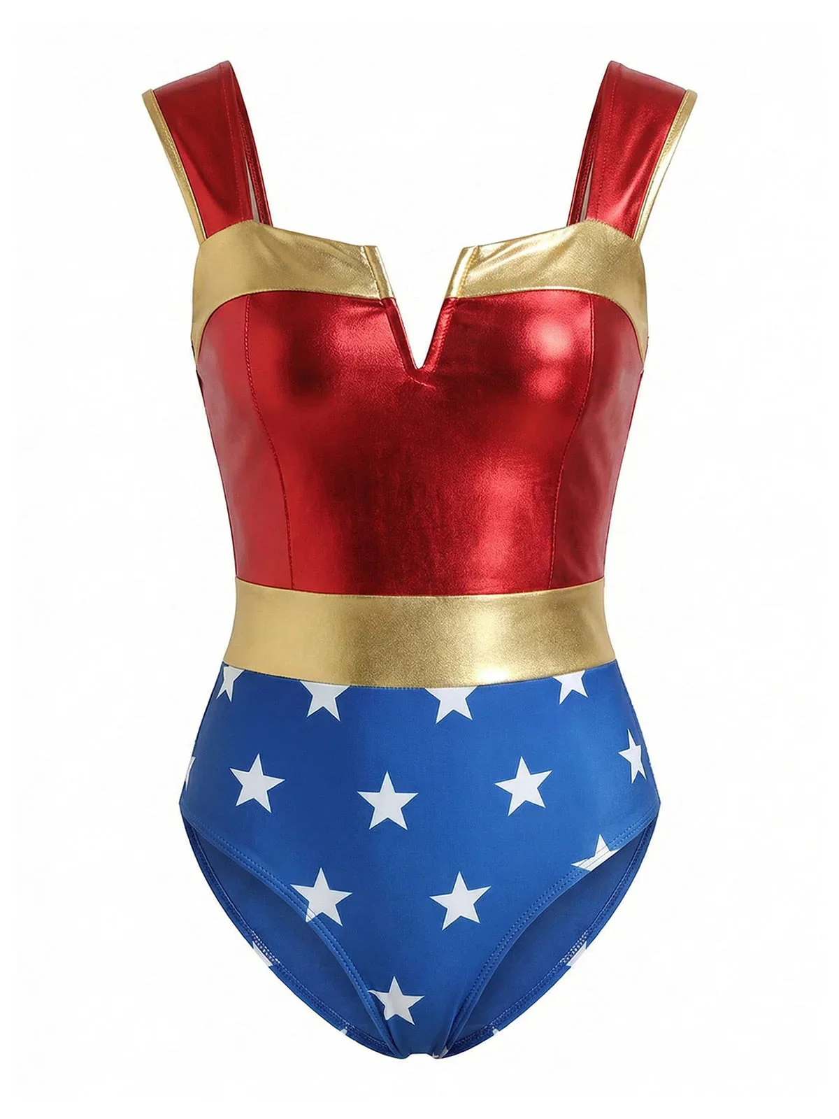 [Pre-Sale] Multicolor 1970s Wonder Woman Star Print One-Piece Swimsuit