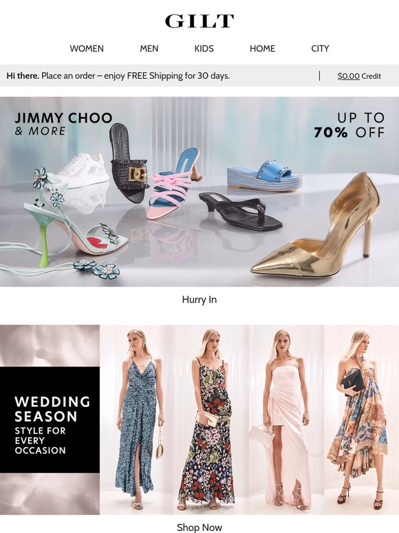 Jimmy Choo & More Up to 70% Off | Wedding Season