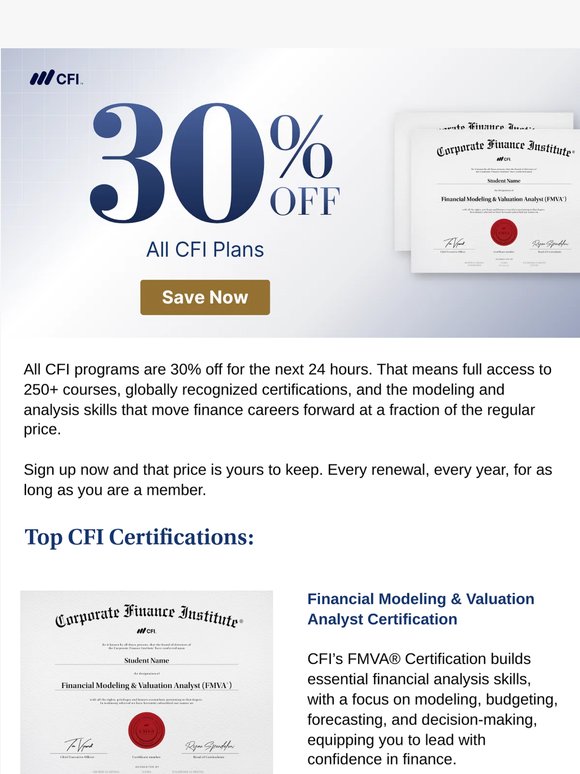 Today Only: Take 30% Off All CFI Plans