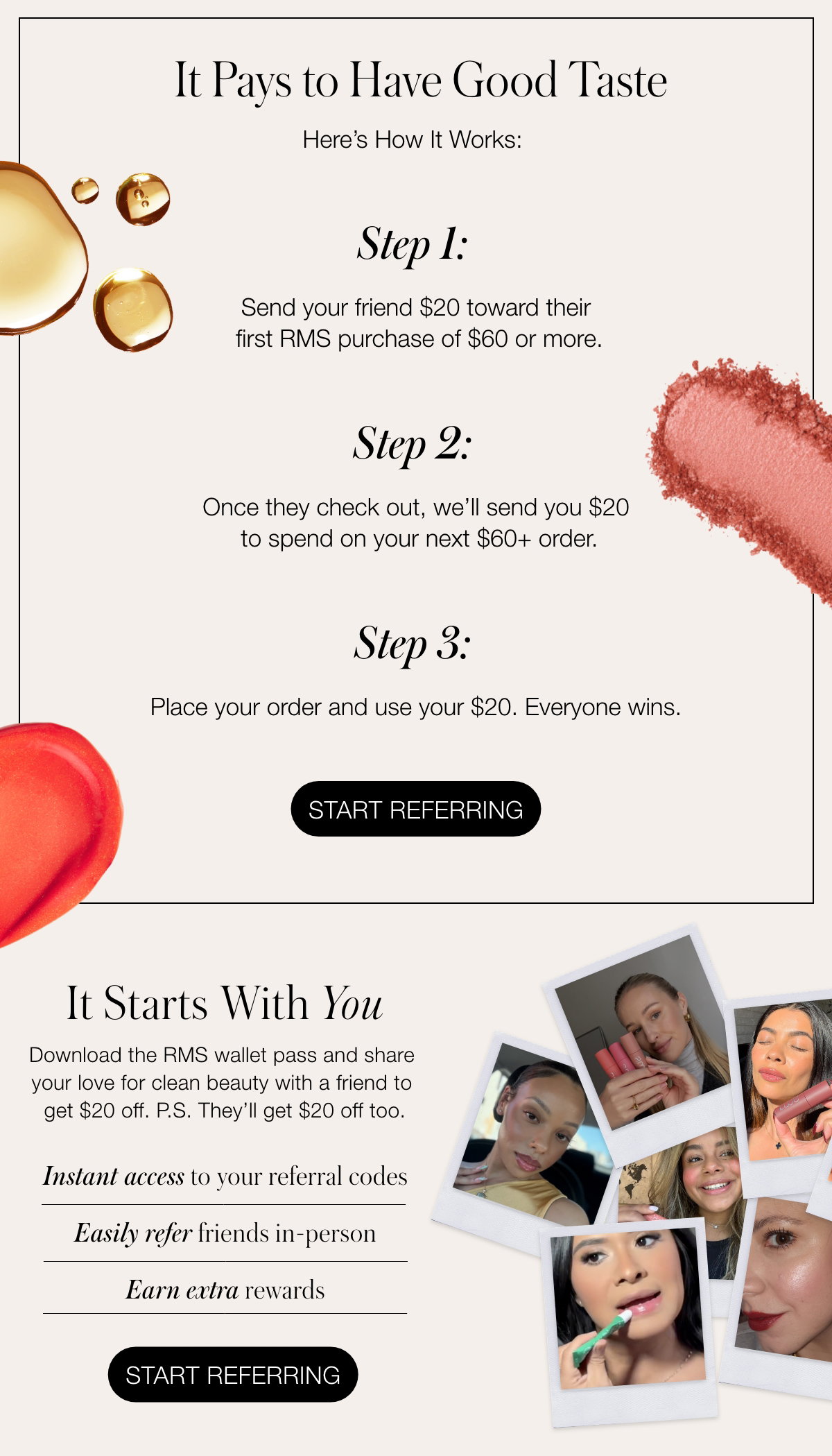 Refer A Friend: Share The Clean Beauty Love Give $20, Get $20