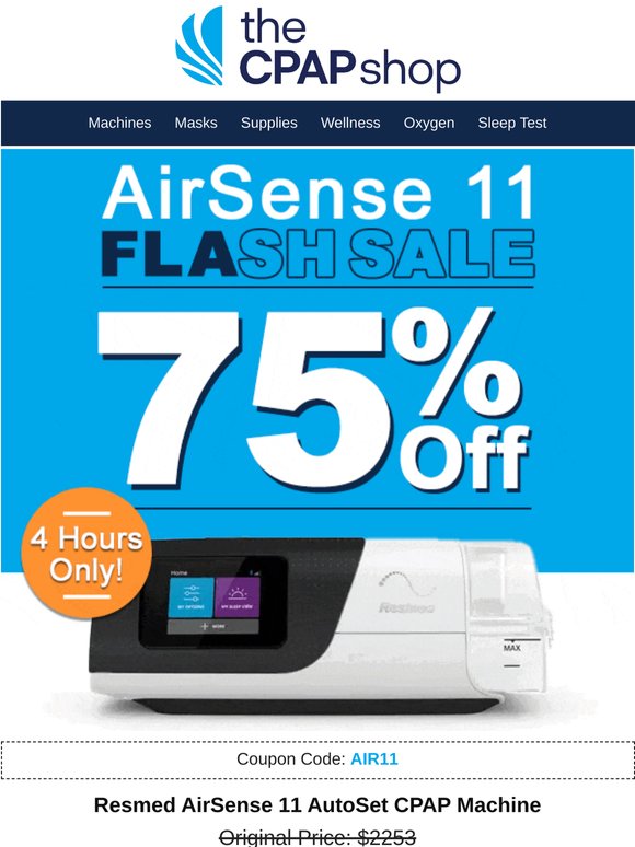 4-Hour Flash Sale!⚡Resmed AirSense 11 ONLY $565 (75% Off!)