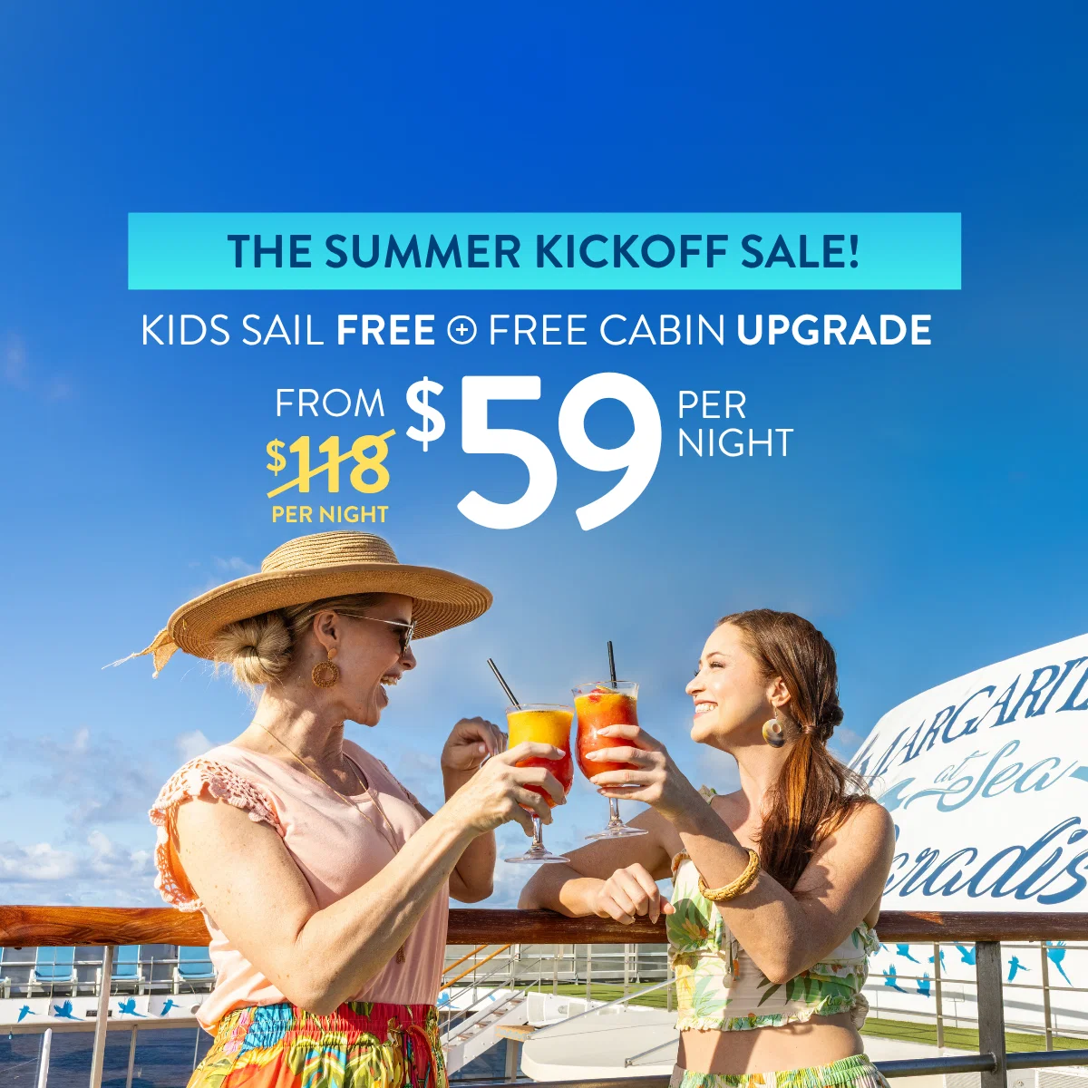 The Summer Kickoff Sale! Kids Sail free + Free cabin upgrade!