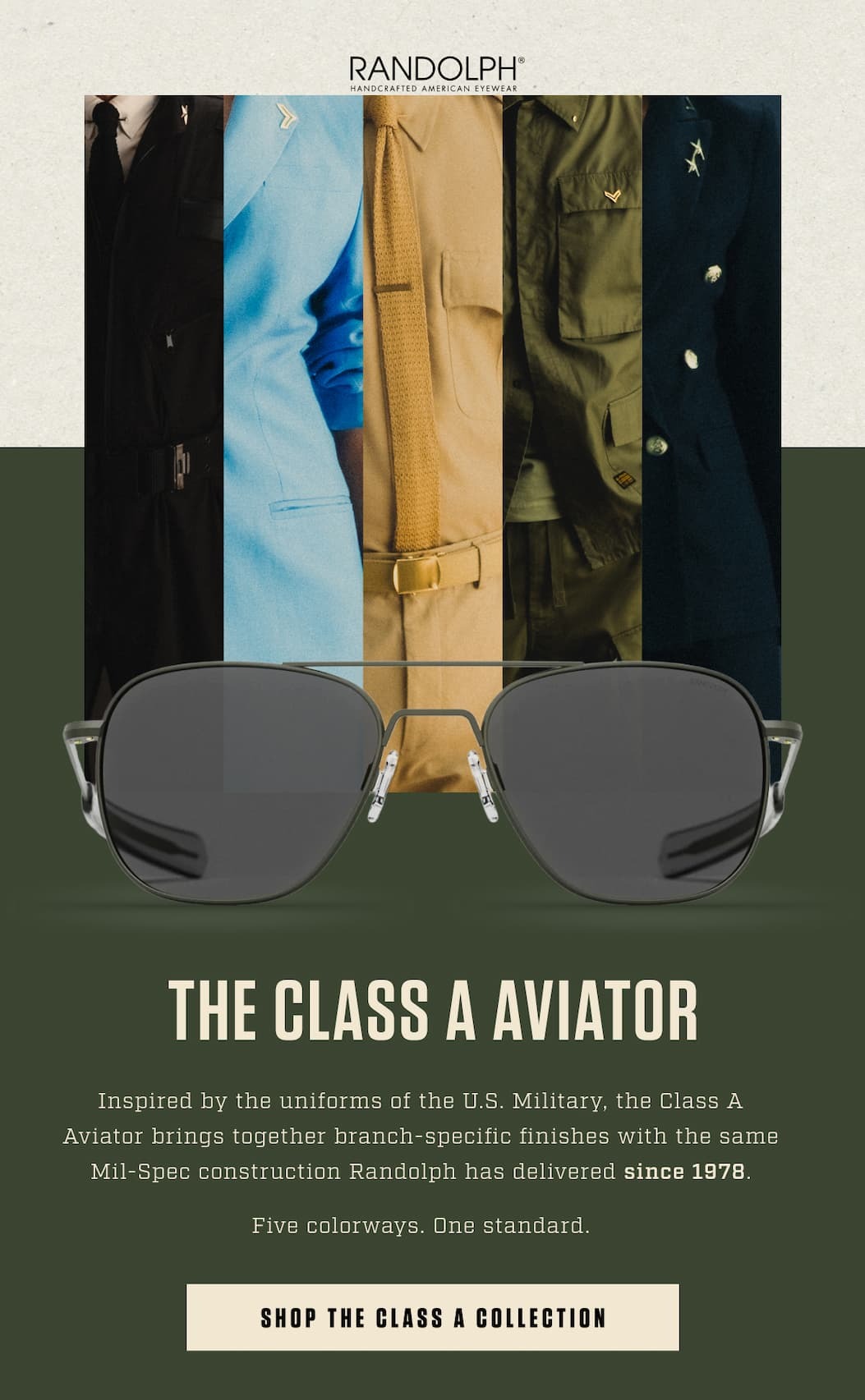 Class A Aviator - Inspired by the uniforms of the U.S. Military. 