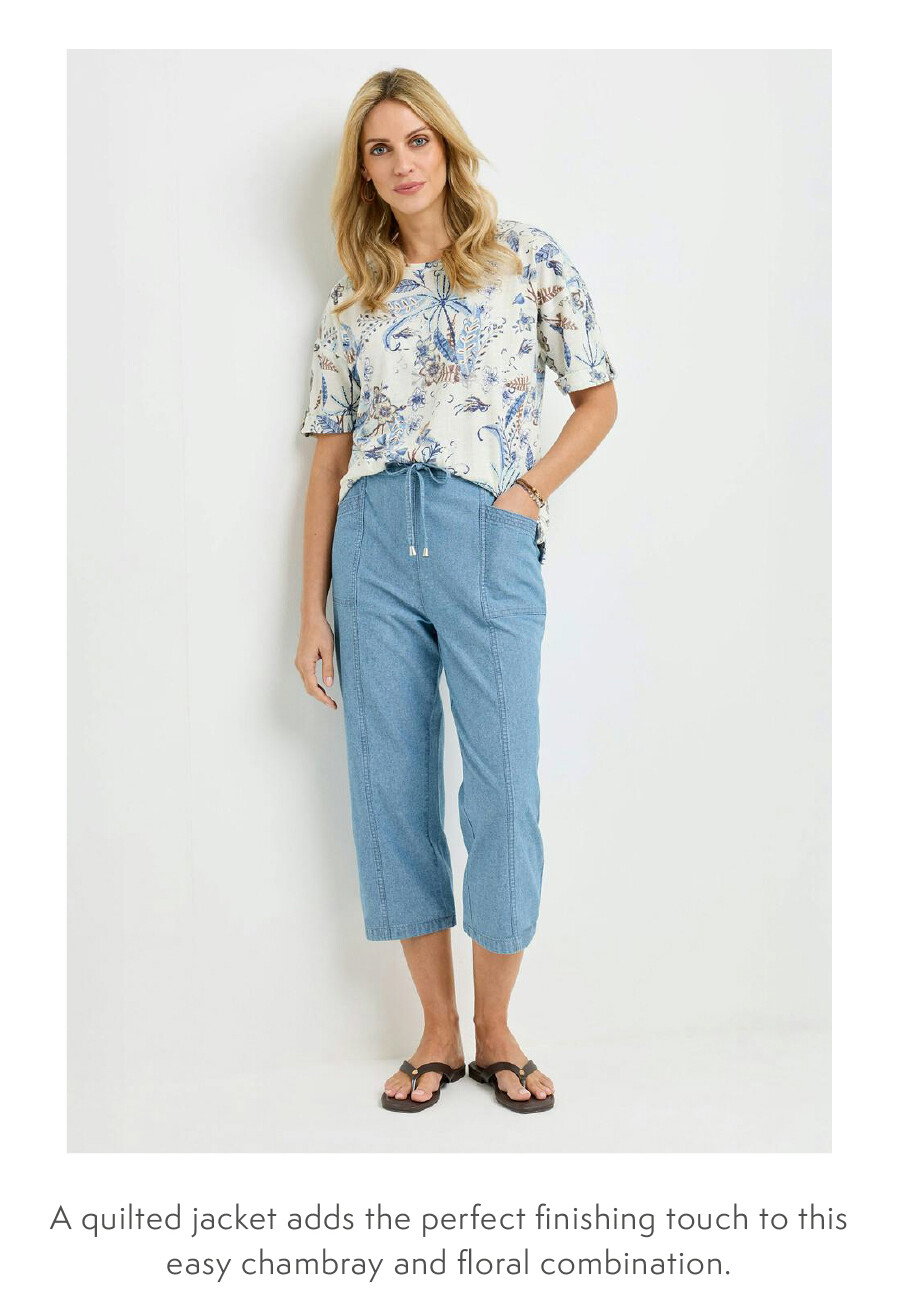 Pure Cotton Chambray Crop Trouser