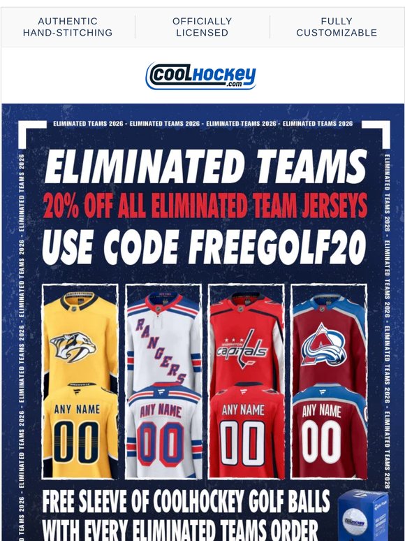Shop Eliminated Teams At 20% OFF! Sale Ends SOON!