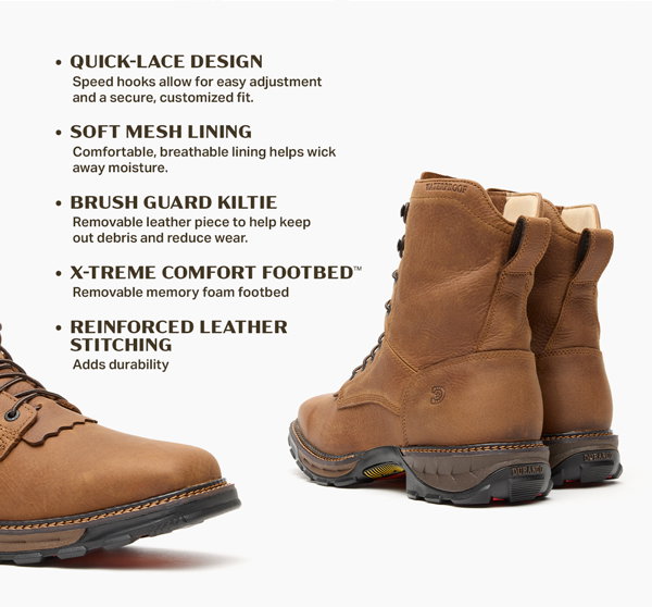 Lace up boot features