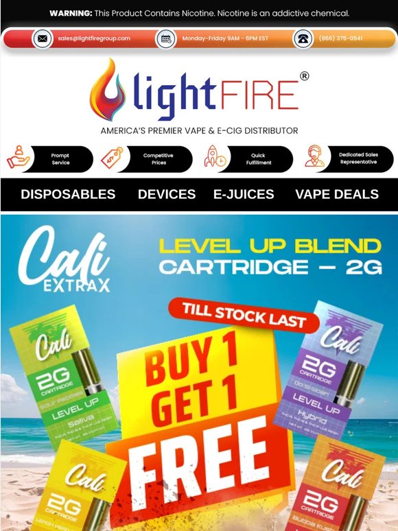 🔥 Buy 1, Get 1 Free: Cali Extrax Level Up Blend Cartridge 2G