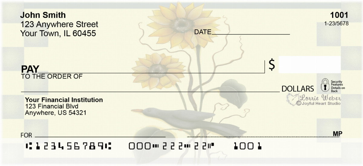 Image of Sunflowers and Crows Checks by Lorrie Weber