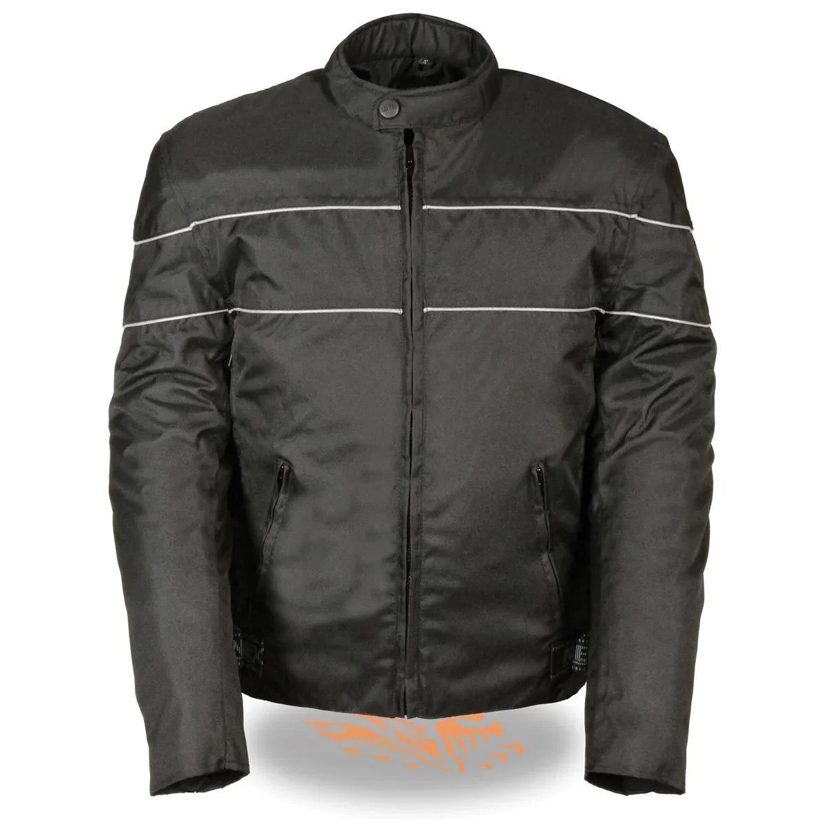 Image of NexGen SH212102 Men's Black Textile Vented Moto Jacket with Reflective Piping