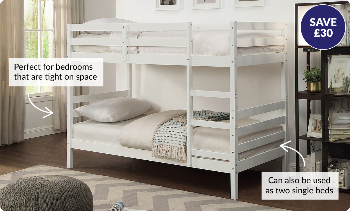 Save £30. Perfect for bedrooms that are tight on space, can also be used as two single beds