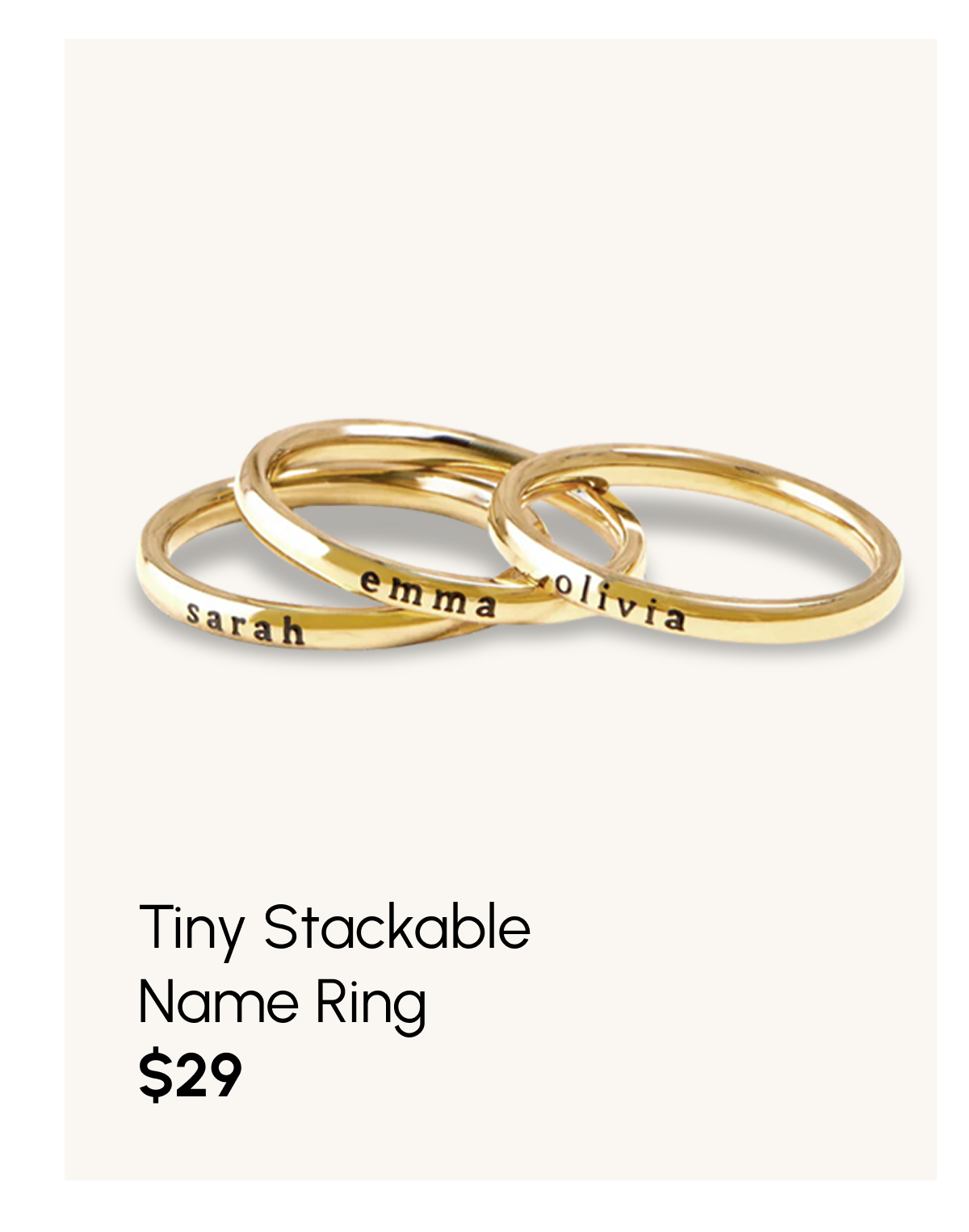 Tiny Stackable Name Ring