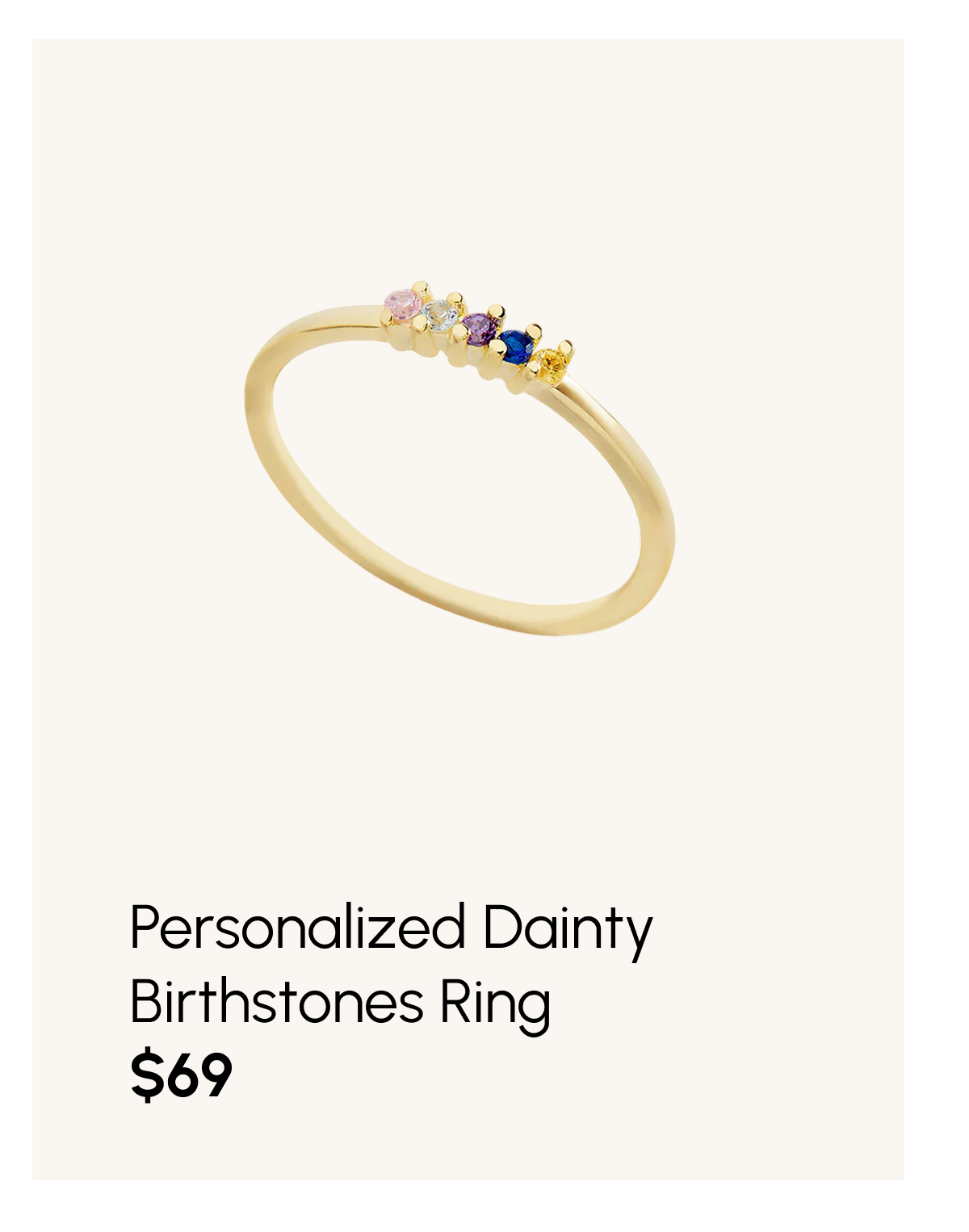 Personalized Dainty Birthstones Ring