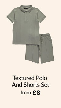 Textured polo and shorts set from £8.