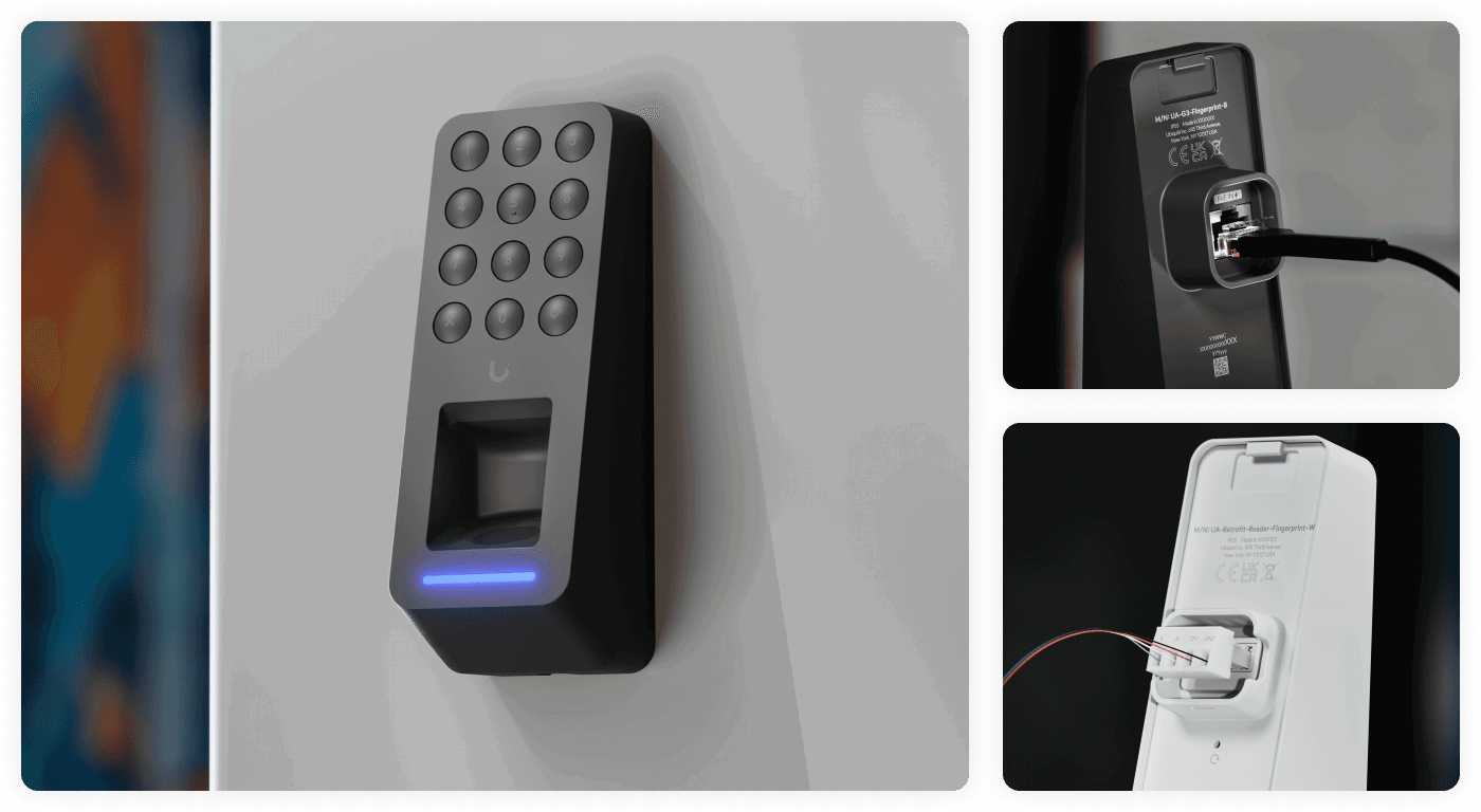 Supports fingerprint identification, Apple and Android Touch Pass, PIN entry, and Bluetooth unlock, with both native PoE deployment and retrofit options for existing access installations.