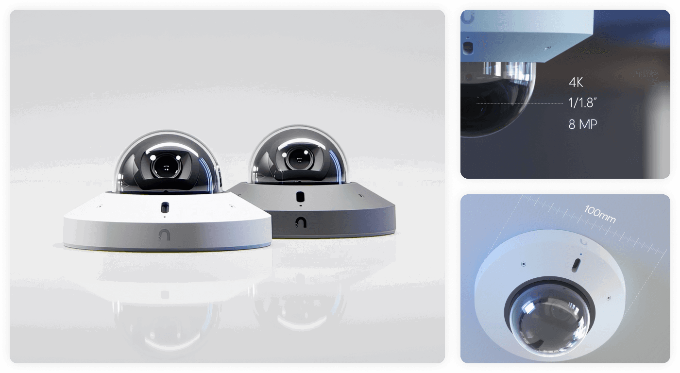 Delivers the same exceptional 4K 1/1.8-inch image quality as the G6 Dome, but in an incredibly compact 100mm diameter design, with IK08 vandal resistance and integrated two-way audio.