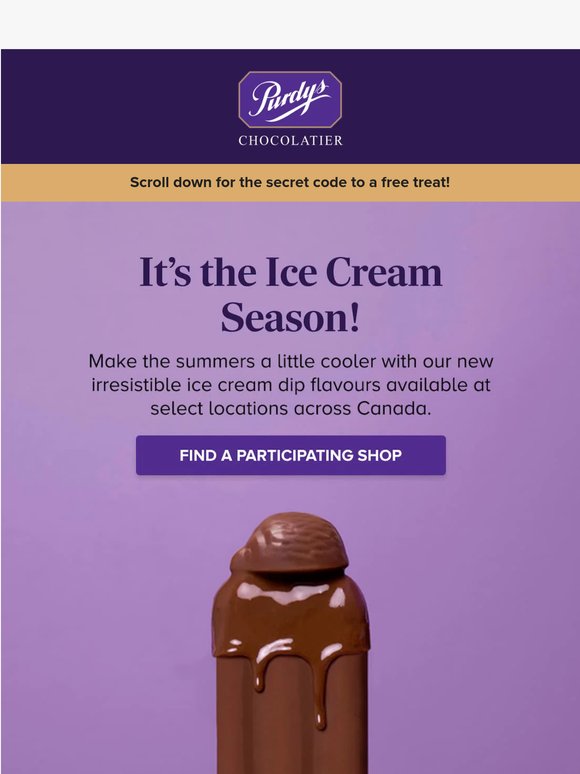 Find a secret code to a free treat inside!
