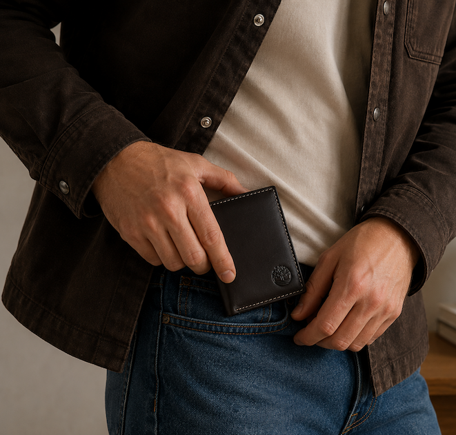 Man putting a wallet into his pocket