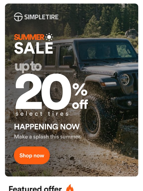 $100 off Dunlop, $80 off Falken, and SimpleTire's Summer Sale continues. 🏎️