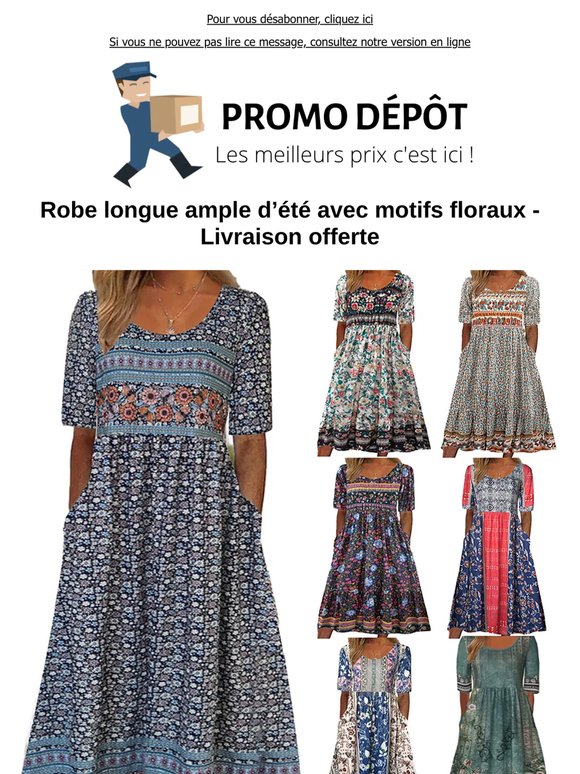 Découvrez notre Robe longue ample d'été avec motifs floraux - Livraison offerte