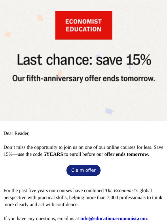 Last chance: offer ends tomorrow