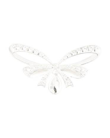 Sterling Silver Plated Bow Drop Pin For Women