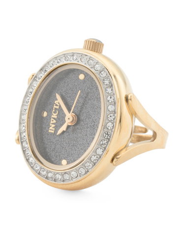 Women's Stainless Steel Gold Round Mini Ring Watch
