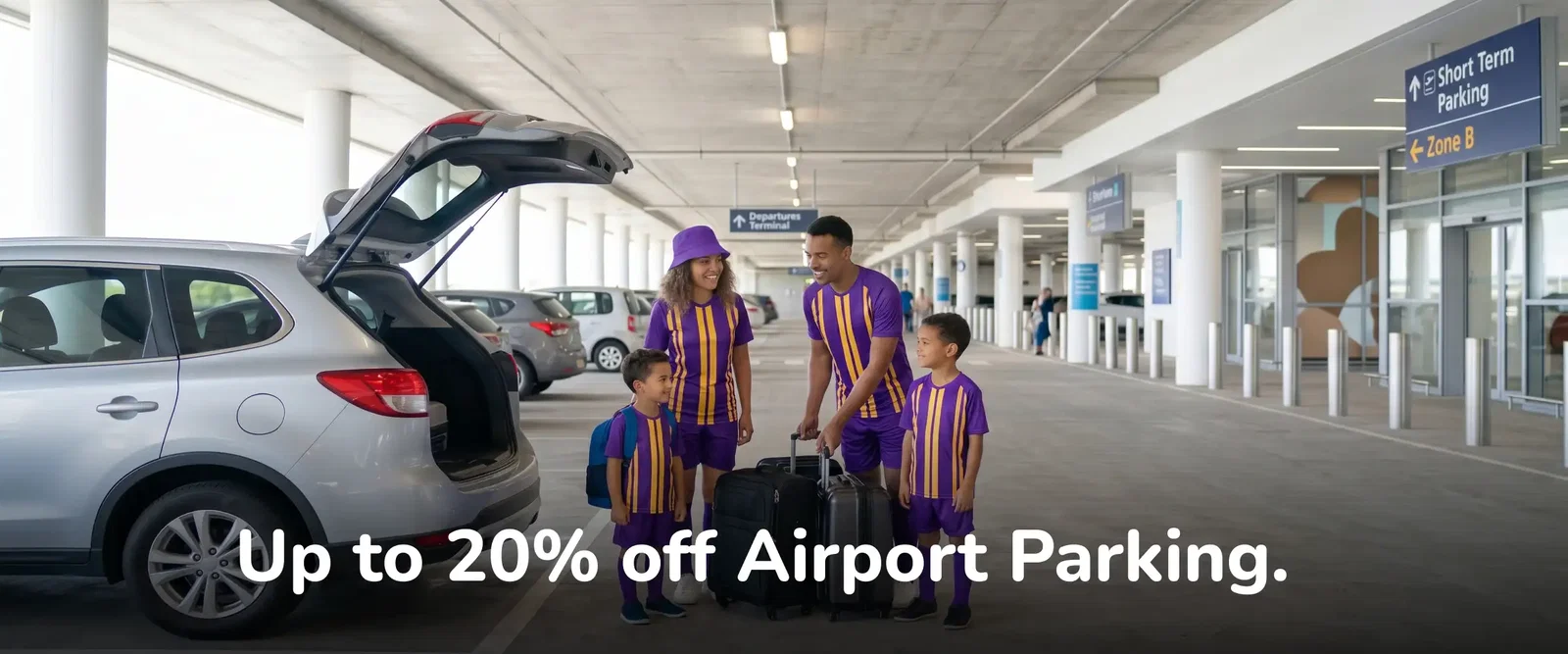 Park up and kick off with up to 20% off Airport Parking