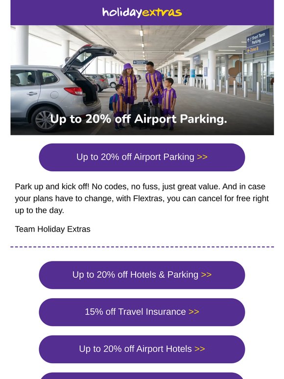 Airport Parking: Book through this email for up to 20% off