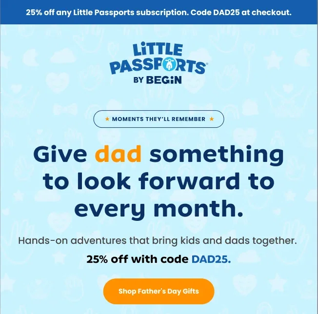 Give dad something tolook forward to every month. 25% off with Code DAD25