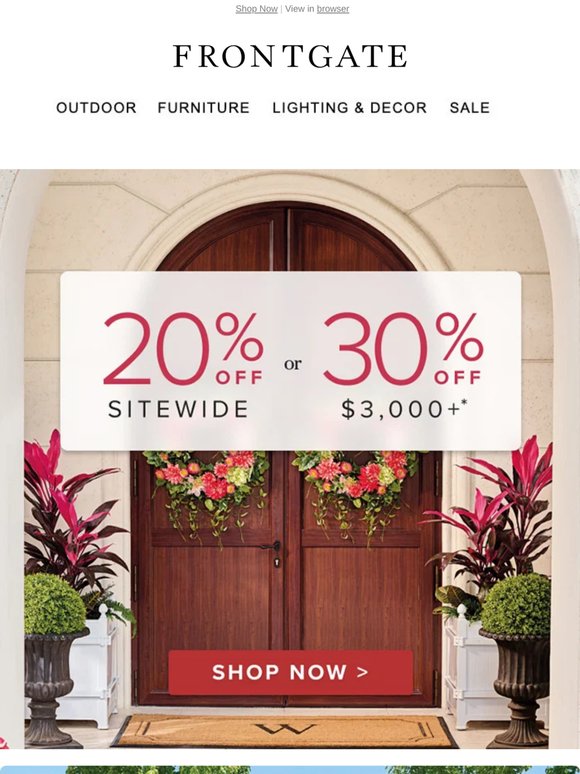 Final Day! 20% off sitewide or 30% off $3,000+