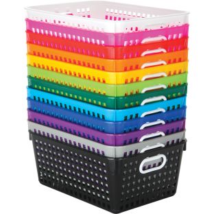 Image of Large Rectangle Book Baskets - 12-Pack Rainbow