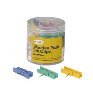 Image of Really Good Stuff® Mini Wooden Push Pin Clips – Set of 30 – Bold Vibes