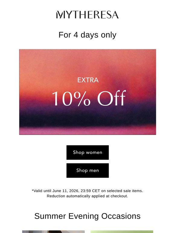 Extra 10% off selected sale items, for 4 days only