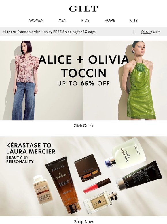 alice + olivia & TOCCIN: Up to 65% Off